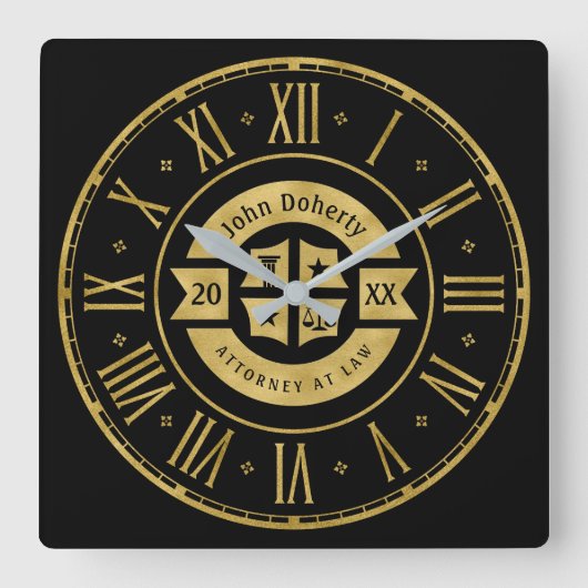 Advocaat 20XX procureur bij wet | Elegant Gold Bla Vierkante Klok (Voorkant)