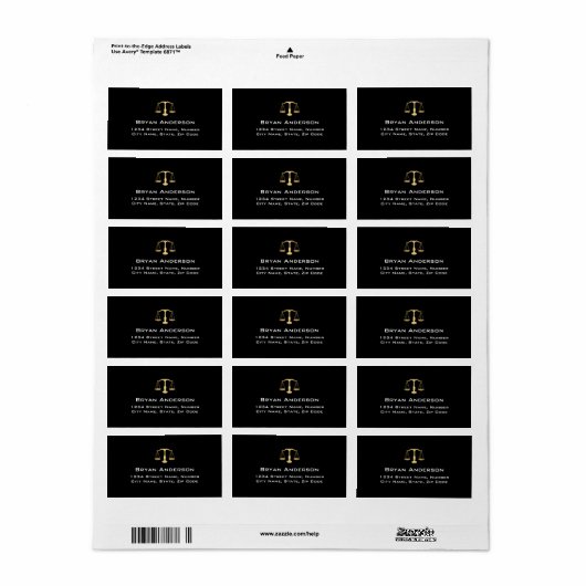 Advocaat Advocaat Adreslabel Etiket (Full Sheet)