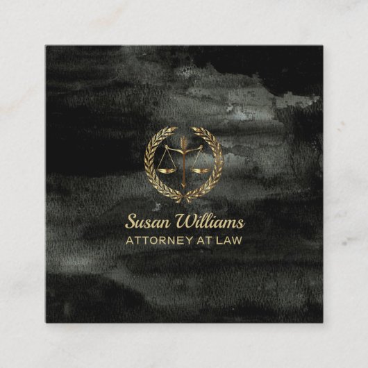 Advocaat advocaat aquarel zwart en goud vierkante visitekaartje (Voorkant)