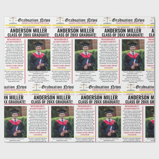 Advocaat Afstuderen Krant College Uniek Cadeaupapier (Vlak)