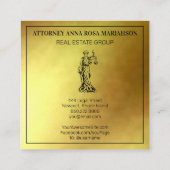 *~* Advocaat AP15 Attorney Justice Blind Gold Foil Vierkante Visitekaartje (Achterkant)