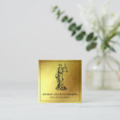 *~* Advocaat AP15 Attorney Justice Blind Gold Foil Vierkante Visitekaartje (Staand voorkant)