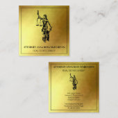 *~* Advocaat AP15 Attorney Justice Scales Gold Foi Vierkante Visitekaartje (Voorkant / Achterkant)