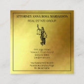 *~* Advocaat AP15 Attorney Justice Scales Gold Foi Vierkante Visitekaartje (Achterkant)