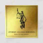 *~* Advocaat AP15 Attorney Justice Scales Gold Foi Vierkante Visitekaartje (Voorkant)