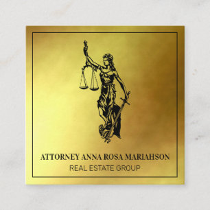 *~* Advocaat AP15 Attorney Justice Scales Gold Foi Vierkante Visitekaartje