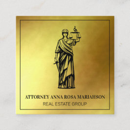 *~* Advocaat AP15 Attorney Justice Scales Gold Foi Vierkante Visitekaartje