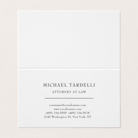 Advocaat bij de minimalistische klassieke Pro Visitekaartje (Buitenkant ongevouwen)