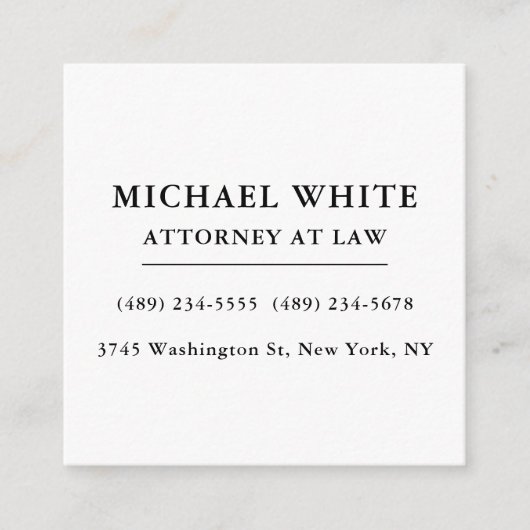 Advocaat bij de minimalistische professional informatiekaartje (Voorkant)