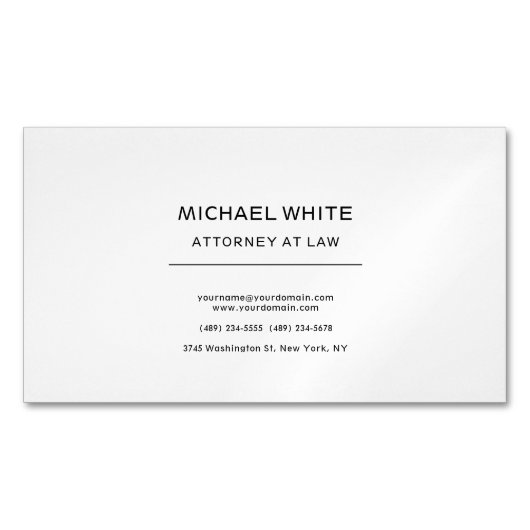 Advocaat bij de minimalistische professional magnetisch visitekaartje (Voorkant)