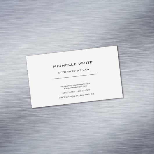 Advocaat bij de minimalistische professional magnetisch visitekaartje (Voorbeeld)