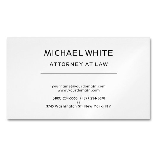 Advocaat bij de minimalistische professional magnetisch visitekaartje (Voorkant)