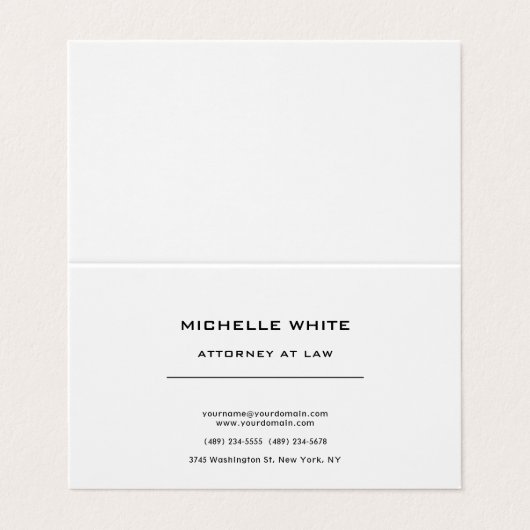 Advocaat bij de minimalistische professional visitekaartje (Buitenkant ongevouwen)