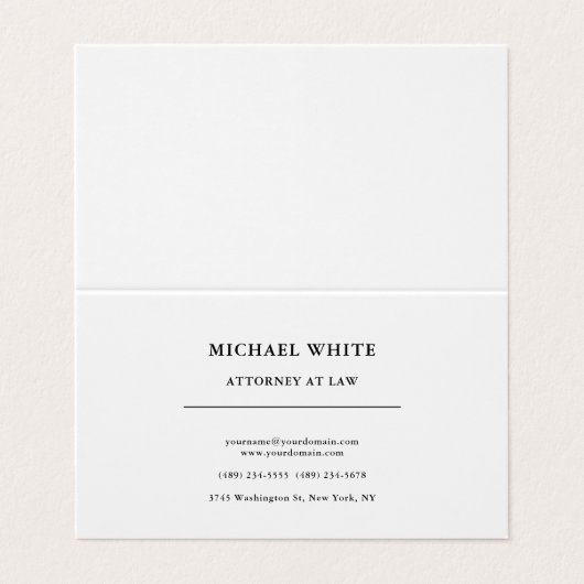 Advocaat bij de minimalistische professional visitekaartje (Buitenkant ongevouwen)