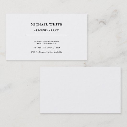Advocaat bij de minimalistische professional visitekaartje (Voorkant / Achterkant)