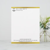 Advocaat bij de wet Gold Metal Legal Scale Lawyer Briefhoofd (Staand voorkant)