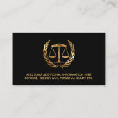Advocaat bij Law Black and Gold Contactkaartje (Achterkant)