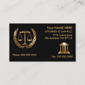 Advocaat bij Law Black and Gold Contactkaartje (Voorkant)