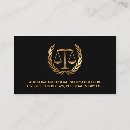 Advocaat bij Law Black and Gold Visitekaartje (Achterkant)
