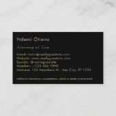 Advocaat bij Law Gold Scale Black Lawyer Business Visitekaartje (Achterkant)