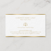 Advocaat bij Law-Gold Scale & Border on White Visitekaartje (Achterkant)