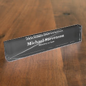 Advocaat bij Law Grey Elegant Modern Desk Naamplaa Naambordje (Zijkant)