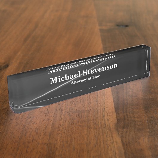 Advocaat bij Law Grey Elegant Modern Desk Naamplaa Naambordje (Zijkant)