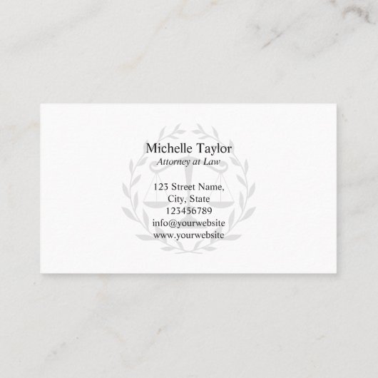 Advocaat bij Law Justice Scale Advocaat Visitekaartje (Achterkant)