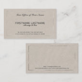Advocaat bij Law Kantoor Beige Faux Linnen Visitekaartje (Voorkant / Achterkant)