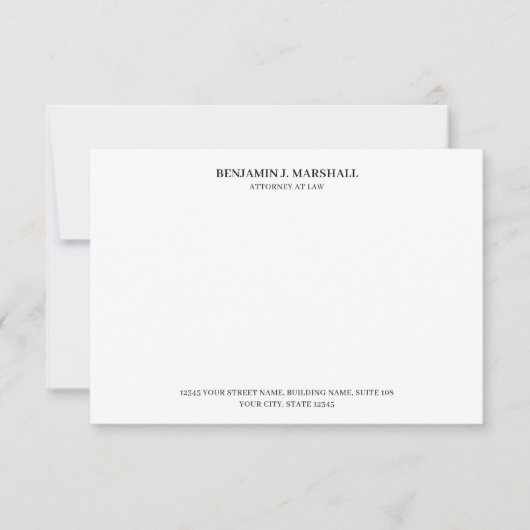 Advocaat bij Law Legal Formal Professional Zwart Notitiekaartje (Voorkant)