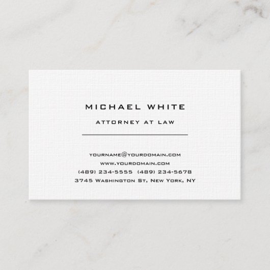 Advocaat bij Law Linen Minimalist Classical Pro Visitekaartje (Voorkant)
