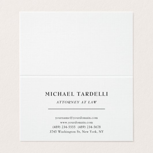 Advocaat bij Law Linen Minimalist Classical Pro Visitekaartje (Buitenkant ongevouwen)