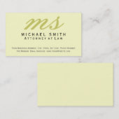 Advocaat bij Law Monogram Geel Visitekaartje (Voorkant / Achterkant)