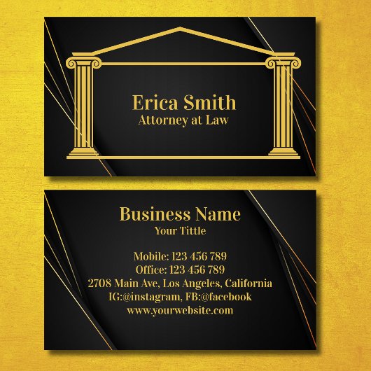 Advocaat bij Law Professional Back and Gold Visitekaartje