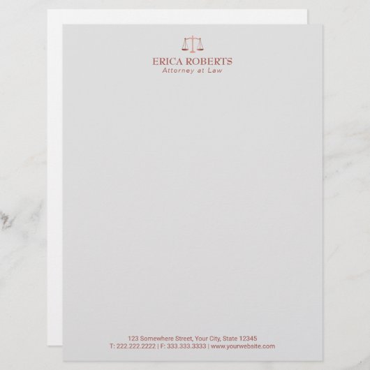 Advocaat bij Law Roos Gold Scale of Justice Briefhoofd (Voorkant / Achterkant)