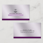 Advocaat bij Law White Paarse Steel Legal Scale Visitekaartje (Voorkant / Achterkant)