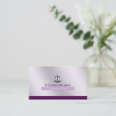 Advocaat bij Law White Paarse Steel Legal Scale Visitekaartje (Staand voorkant)