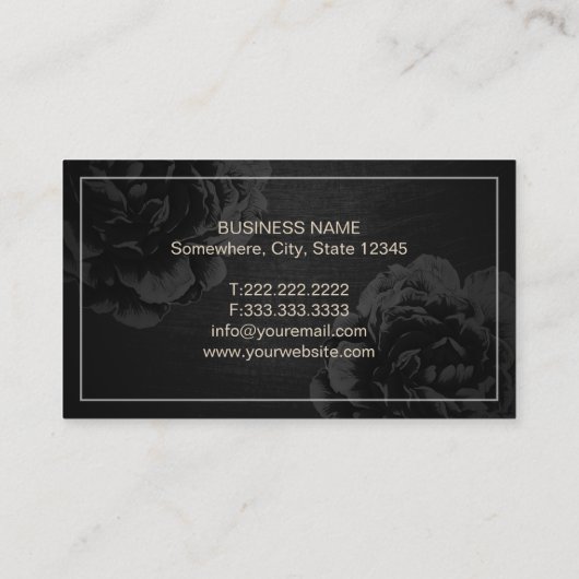Advocaat bij wet Elegant Black Floral Visitekaartje (Achterkant)