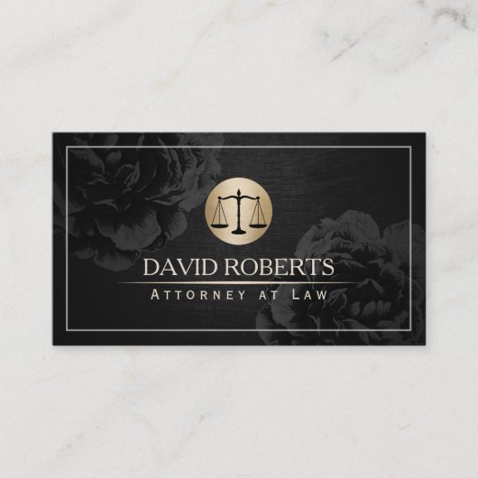 Advocaat bij wet Elegant Black Floral Visitekaartje (Voorkant)
