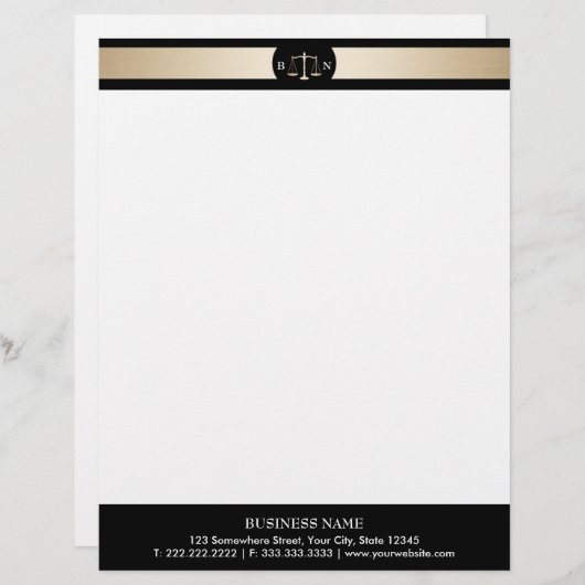 Advocaat bij wet Gold Border Law Scales Lawyer Persoonlijk Briefhoofd (Voorkant / Achterkant)