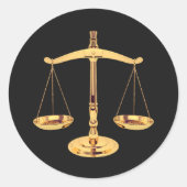 Advocaat bij Wet Gold Scale of Justice Ronde Sticker (Voorkant)