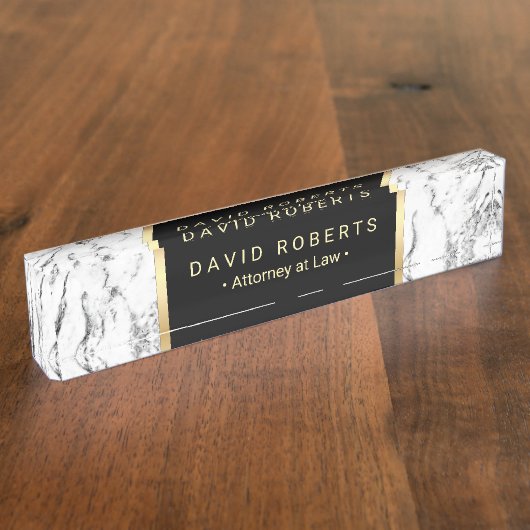 Advocaat bij Wet Modern Marble Background Naambordje (Zijkant)