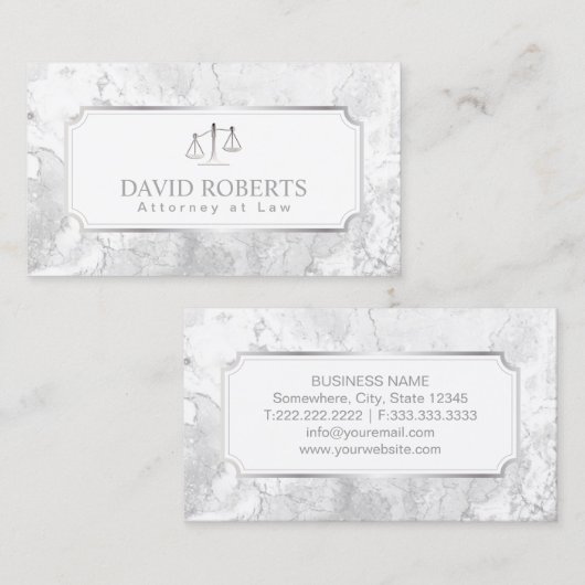 Advocaat bij Wet Modern White Marble Visitekaartje (Voorkant / Achterkant)