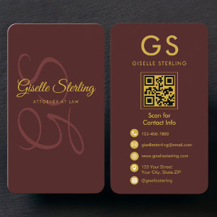 Advocaat Burgundy Gouden QR-code Visitekaartje