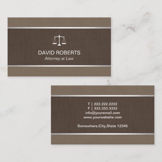 Advocaat Classic Tan Leather Brown Belt Visitekaartje (Voorkant / Achterkant)