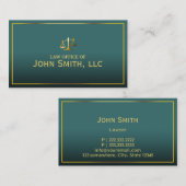Advocaat Classy Gold Framed Green Attorney Visitekaartje (Voorkant / Achterkant)
