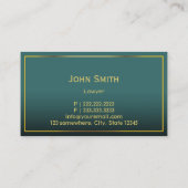 Advocaat Classy Gold Framed Green Attorney Visitekaartje (Achterkant)