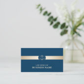 Advocaat Classy Navy Blue & Gold Stripe Modern Visitekaartje (Staand voorkant)