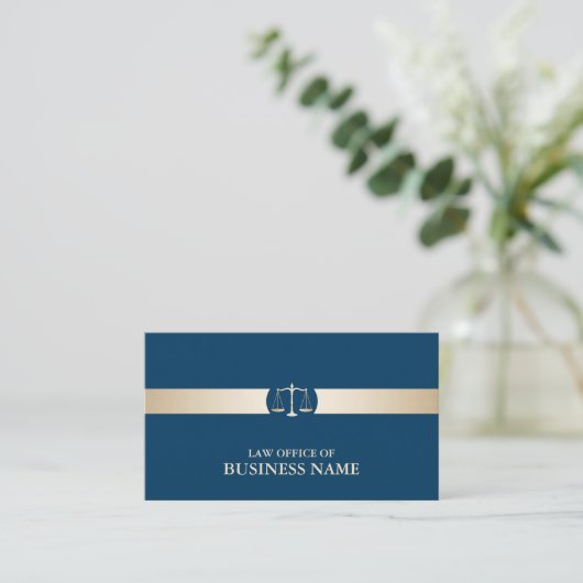Advocaat Classy Navy Blue & Gold Stripe Modern Visitekaartje (Staand voorkant)