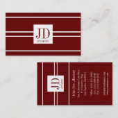 Advocaat Dark Cherry White Striped Pendant Visitekaartje (Voorkant / Achterkant)